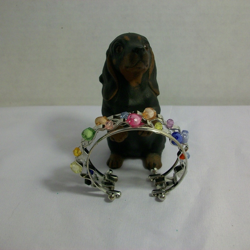 🌞Fashion Silver Tone With Multi-Color Beads Cuff